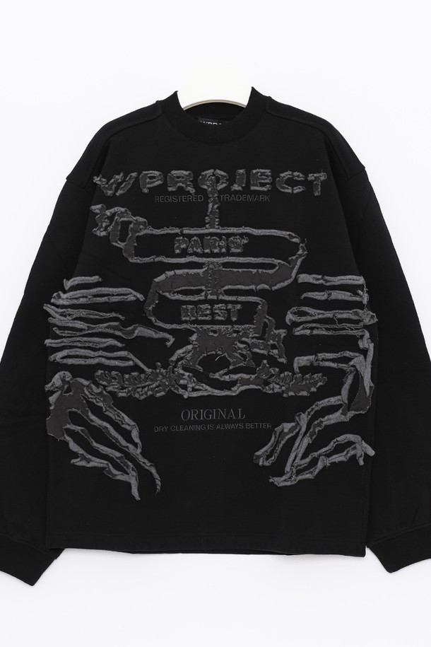 Y/PROJECT - 스웨트셔츠 - 와이프로젝트 파리스 베스트 패치로고 스웨트 남성 맨투맨 SWEAT54 S25 BLACK