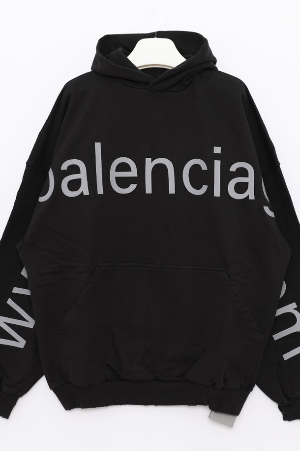 BALENCIAGA - 후디 - 발렌시아가 BAL 닷컴 프린트 스웨트 라지핏 남성 후드티 739024 TOVN9 8151