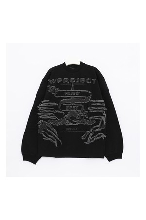 와이프로젝트 파리스 베스트 패치로고 스웨트 남성 맨투맨 SWEAT54 S25 BLACK