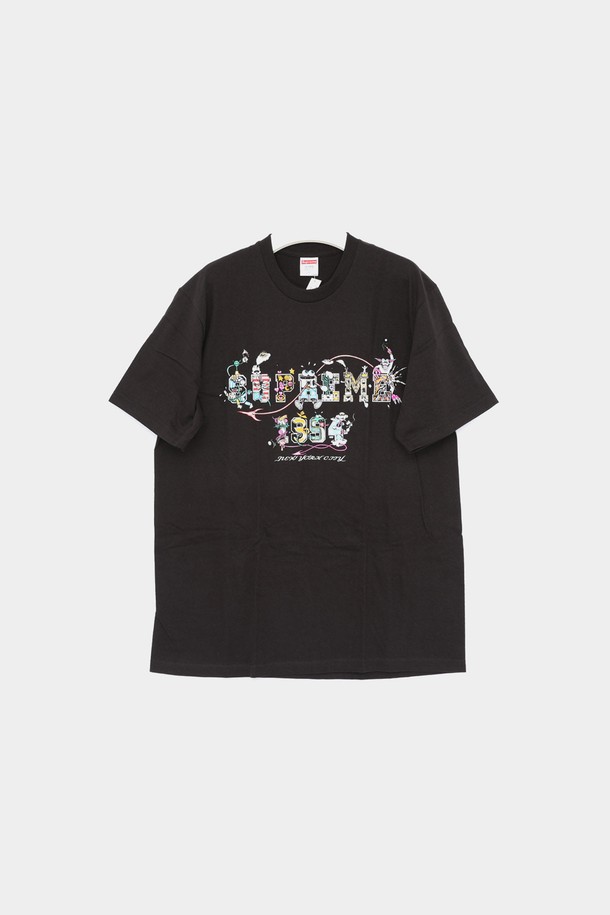 SUPREME - 반팔티셔츠 - 슈프림 바시티 멀티로고 반팔 남성 티셔츠 SS24T17 BLACK