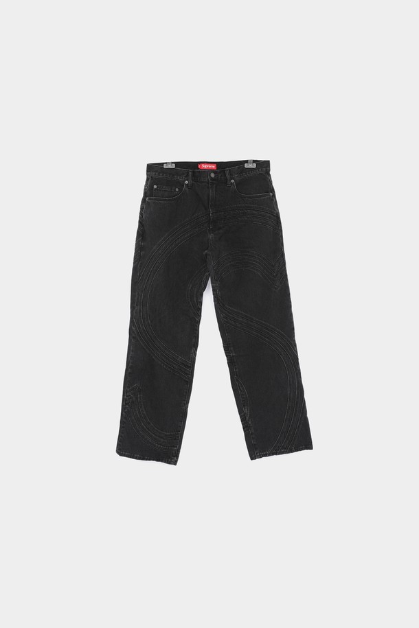 SUPREME - 데님 - 슈프림 S로고 루즈핏 워시드 데님 남성 팬츠 SS24P37 WASHD BLK