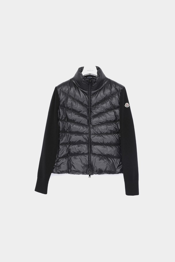 MONCLER - 점퍼 - 몽클레어 24FW 패치로고 하이넥 패딩 울 믹스 여성 자켓  9B00024 M1131 999