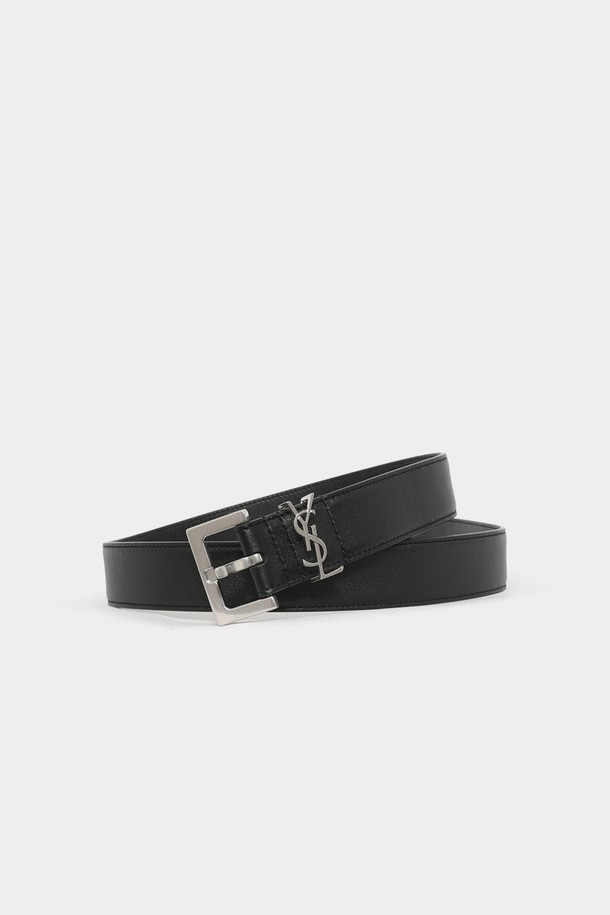 SAINT LAURENT - 벨트 - 생로랑 24FW 모노그램 YSL로고 카산드로스 3CM 레더 여성 벨트 634437 BOO0E 1000