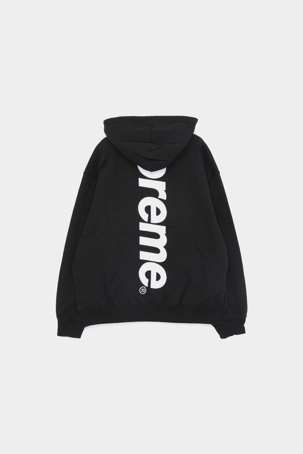 SUPREME - 후디 - 슈프림 24FW 백로고 사틴 아플리케 스웨트 남성 후드티 FW24SW37 BLACK