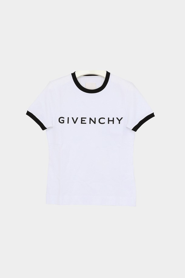 GIVENCHY - 반소매 티셔츠 - 지방시 아키타이프 로고 슬림핏 반팔 여성 티셔츠 BW70BF3YAC 116