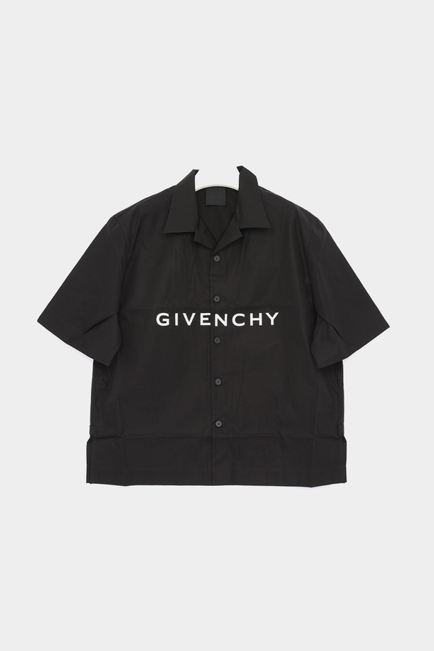 GIVENCHY - 반팔셔츠 - 지방시 로고 포플린 하와이안 남성 반팔 셔츠 BM60T51YC8 001