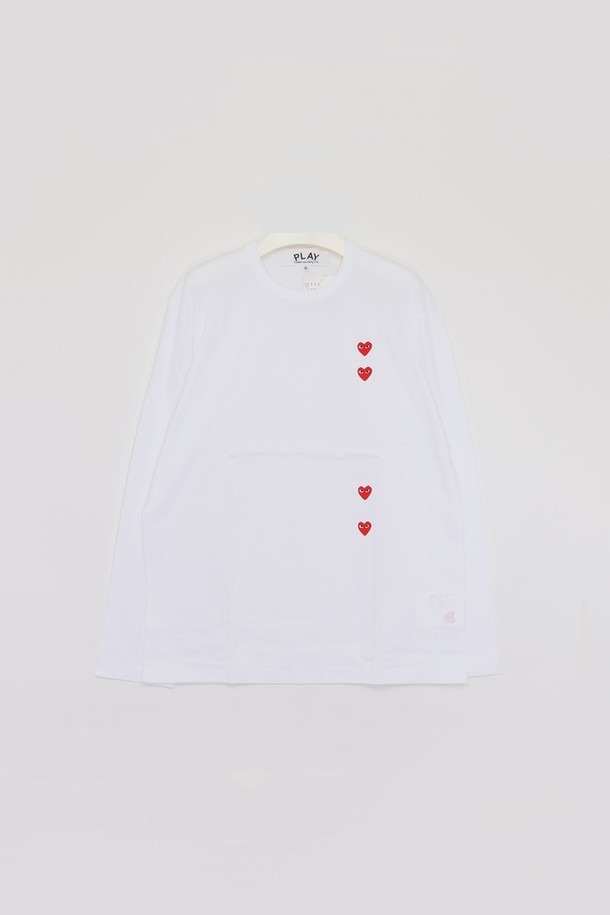 Comme des Garçons - 긴팔티셔츠 - 꼼데가르송 포 레드하트 롱슬리브 남성 티셔츠 P1T3393 WHITE