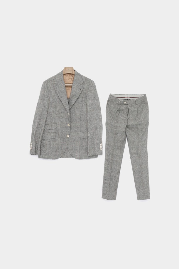 BRUNELLO CUCINELLI - 수트 - 브루넬로쿠치넬리 프린스 오브 웨일즈 체크 3버튼 정장 남성 수트 MQ471LDWH C001