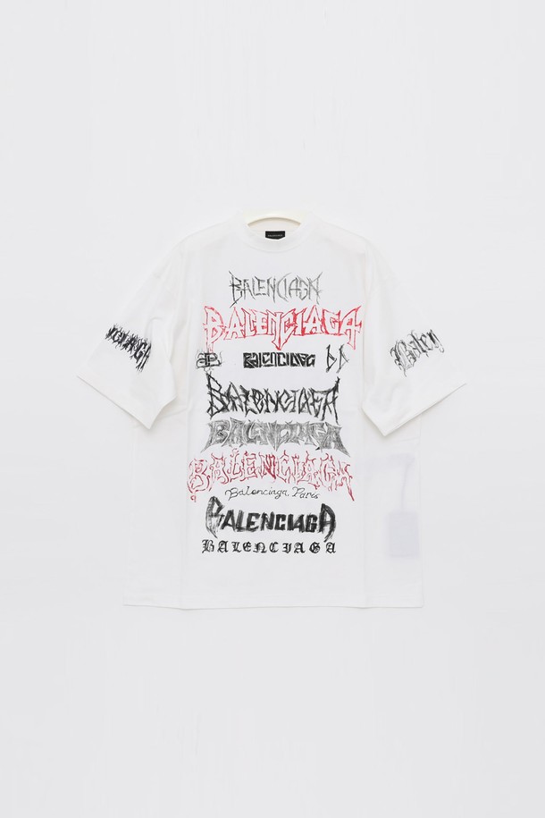 BALENCIAGA - 반팔티셔츠 - 발렌시아가 그래픽 멀티 오버핏 남성 티셔츠 641675 TPVO2 9065