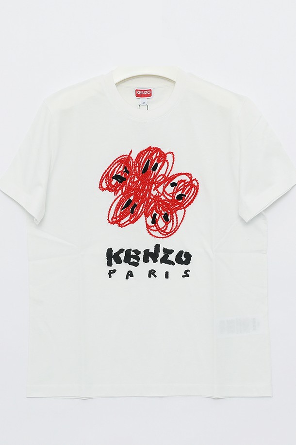 KENZO - 반소매 티셔츠 - 겐조 KENZO 드로잉 루즈핏 반팔 여성 티셔츠 2TS102 4SG 02