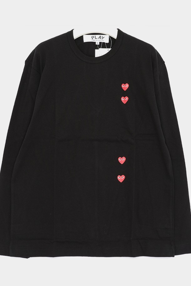 Comme des Garçons - 긴팔티셔츠 - 꼼데가르송 포 레드하트 롱슬리브 남성 티셔츠 P1T3391 BLACK