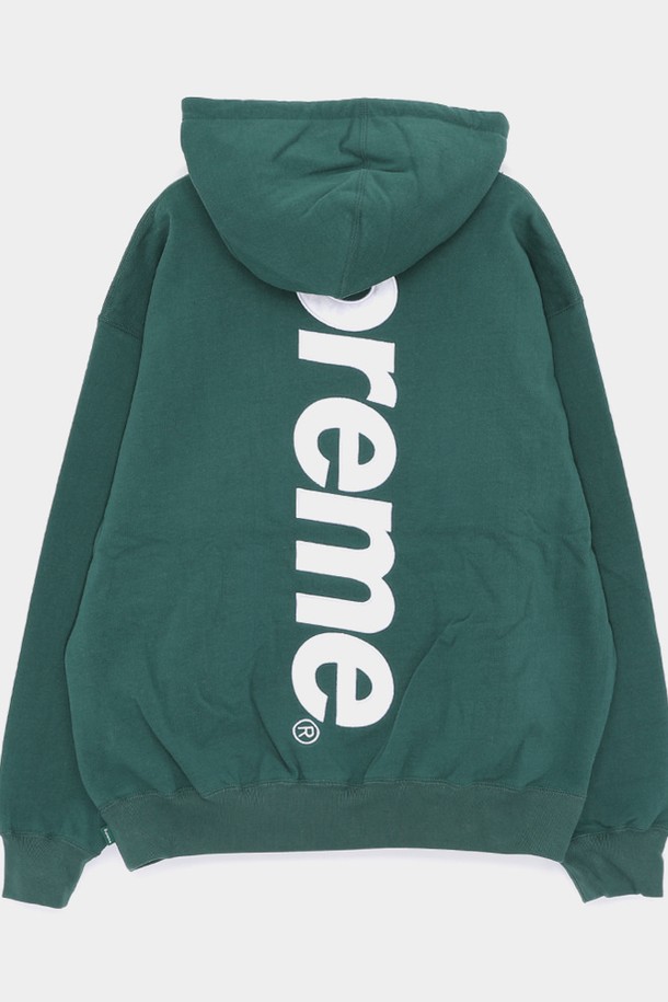 SUPREME - 후디 - 슈프림 24FW 백로고 사틴 아플리케 스웨트 남성 후드티 FW24SW37 DK GREEN