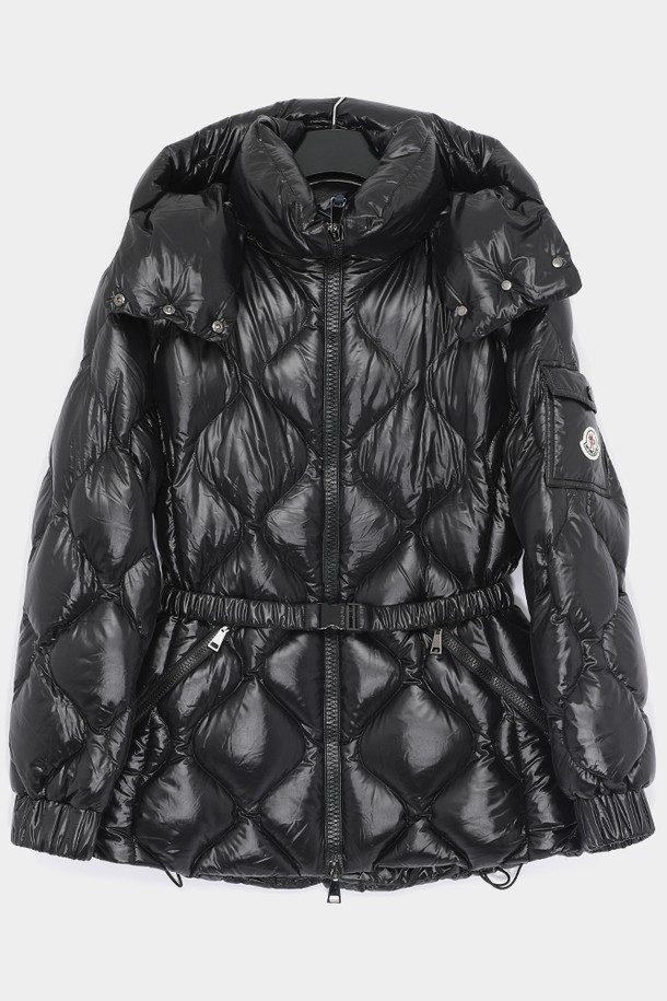 MONCLER - 점퍼 - 몽클레어 피오제 패치로고 벨티드 후드 패딩 여성 자켓 1A00109 68950 999 FIOGET