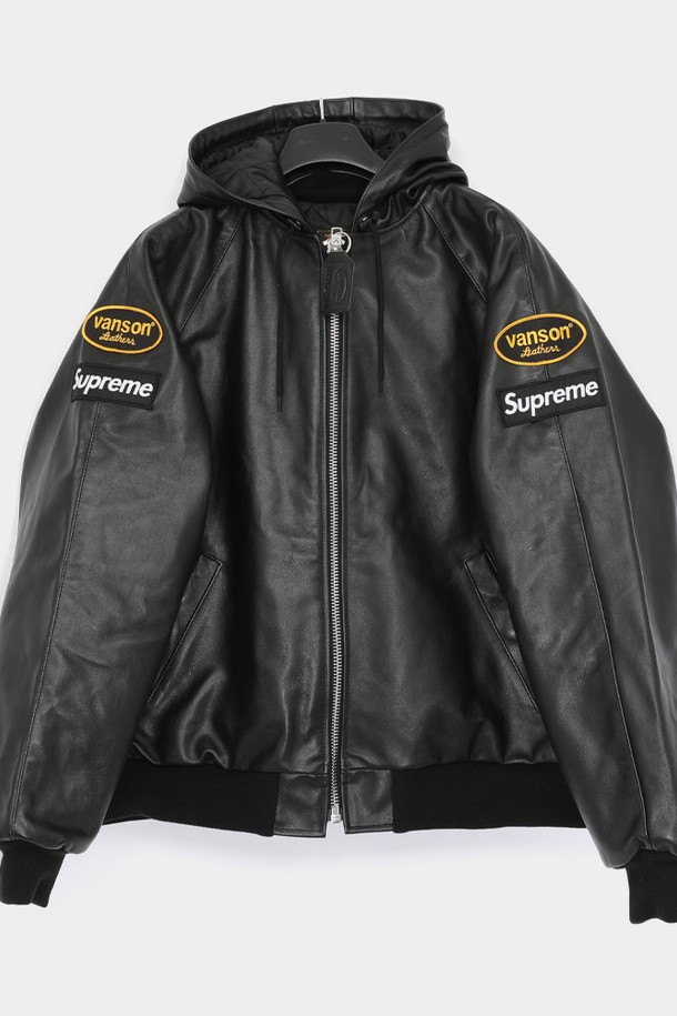 SUPREME - 사파리/필드자켓 - 슈프림 밴슨 콜라보 레더 후드 워크 남성 자켓 FW24J55 BLACK