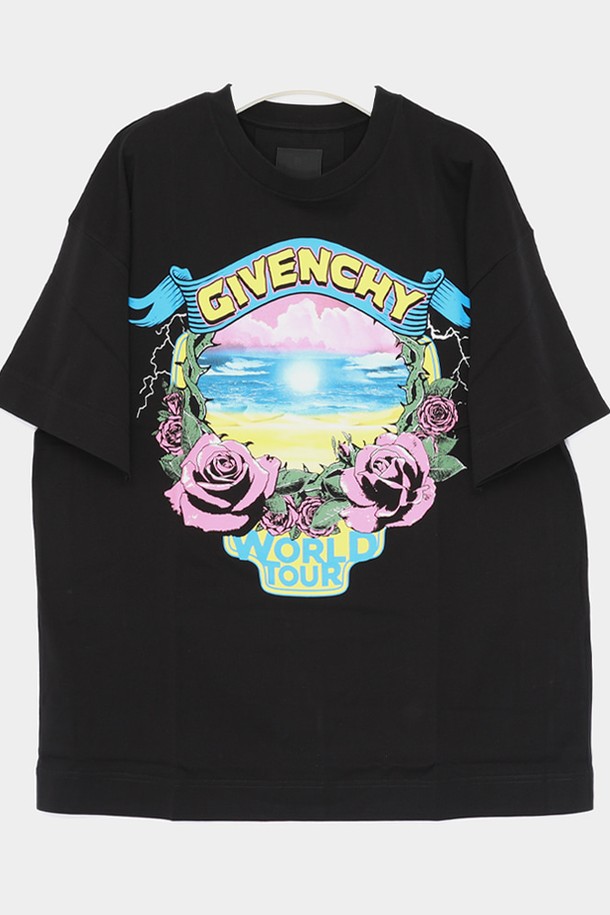 GIVENCHY - 반팔티셔츠 - 지방시 월드투어 스탠다드핏 반팔 남성 티셔츠 BM71JA3YJ7 001