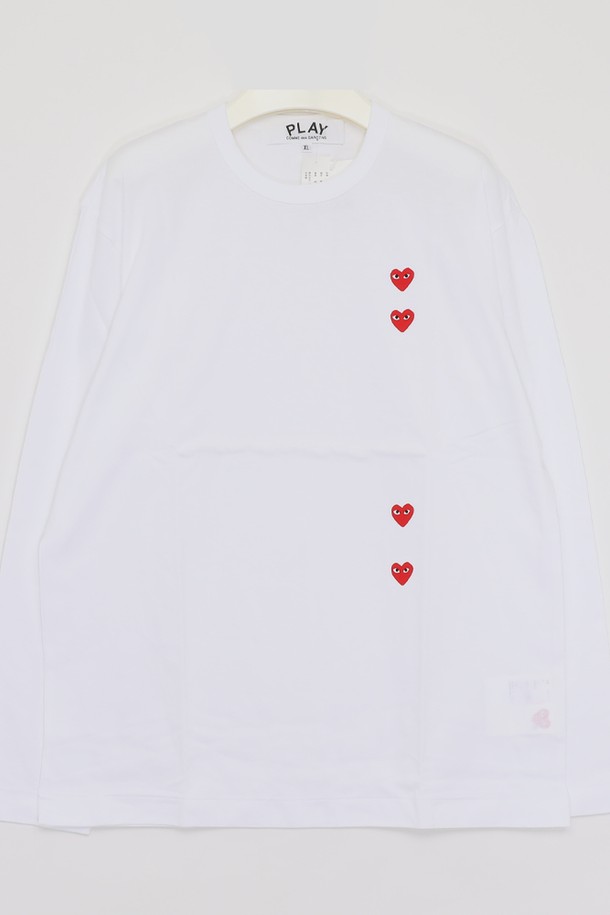 Comme des Garçons - 긴팔티셔츠 - 꼼데가르송 포 레드하트 롱슬리브 남성 티셔츠 P1T3393 WHITE