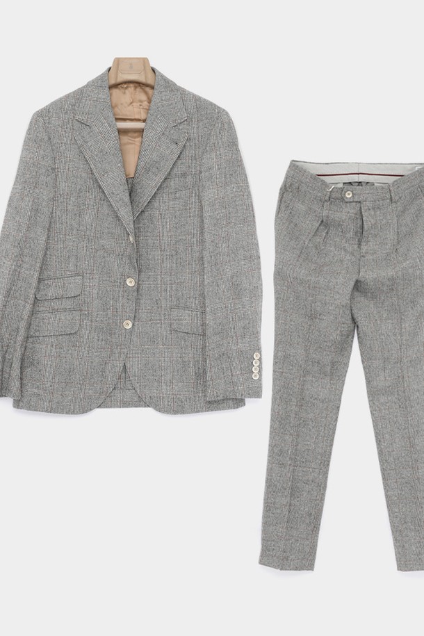 BRUNELLO CUCINELLI - 수트 - 브루넬로쿠치넬리 프린스 오브 웨일즈 체크 3버튼 정장 남성 수트 MQ471LDWH C001