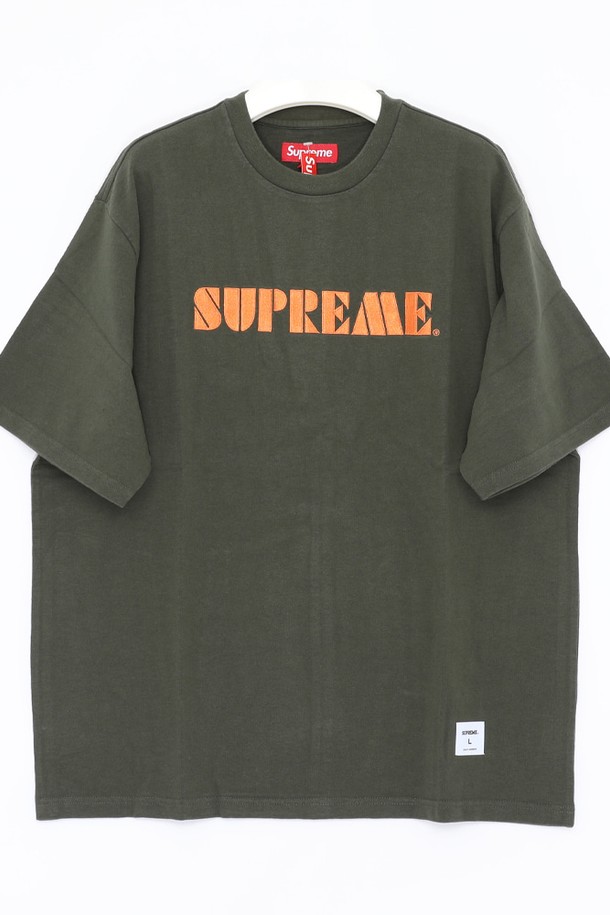 SUPREME - 반팔티셔츠 - 슈프림 스텐실 자수 로고 반팔 남성 티셔츠 SS24KN59 GREEN