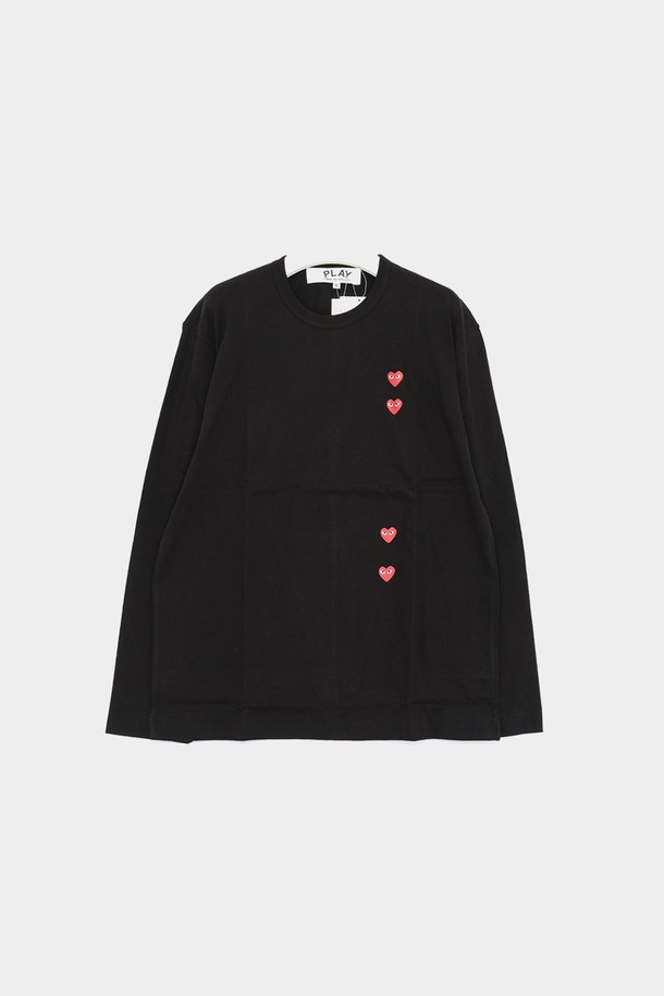 Comme des Garçons - 긴팔티셔츠 - 꼼데가르송 포 레드하트 롱슬리브 남성 티셔츠 P1T3391 BLACK