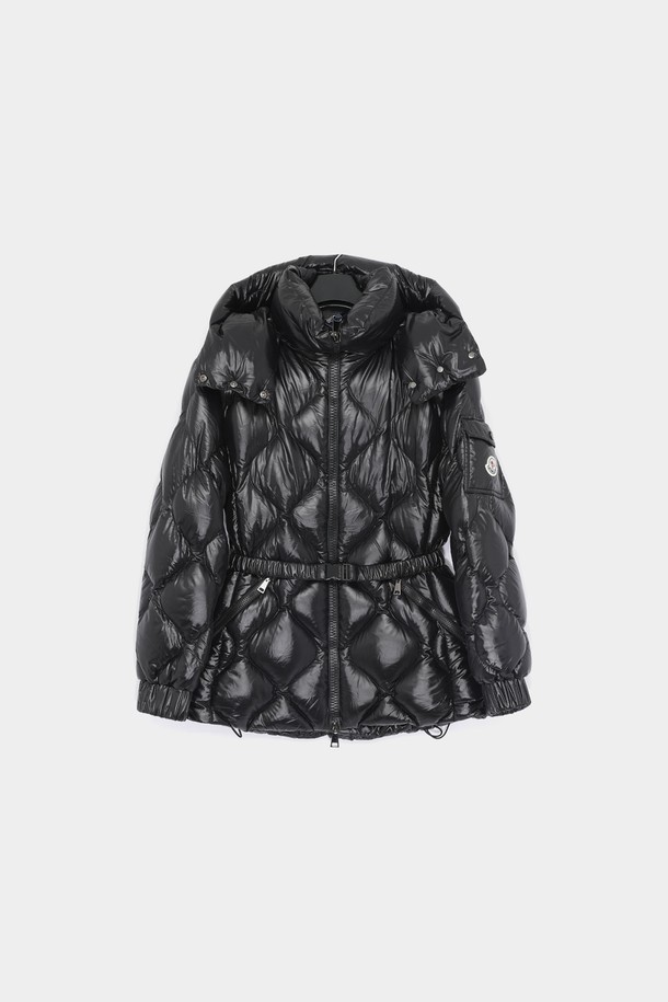 MONCLER - 점퍼 - 몽클레어 피오제 패치로고 벨티드 후드 패딩 여성 자켓 1A00109 68950 999 FIOGET