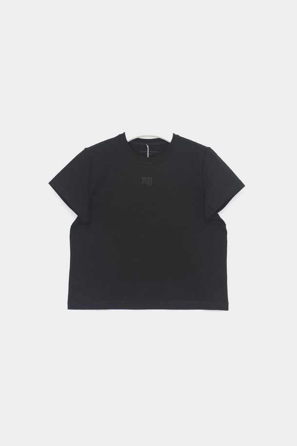 ALEXANDER WANG  - 반소매 티셔츠 - 알렉산더왕 25SS WANG 센터로고 반팔 여성 티셔츠 4CC3241521 001