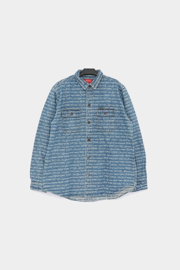 SUPREME - 긴팔셔츠 - 슈프림 멀티 타입 자카드 데님 남성 셔츠 FW22S18 BLUE