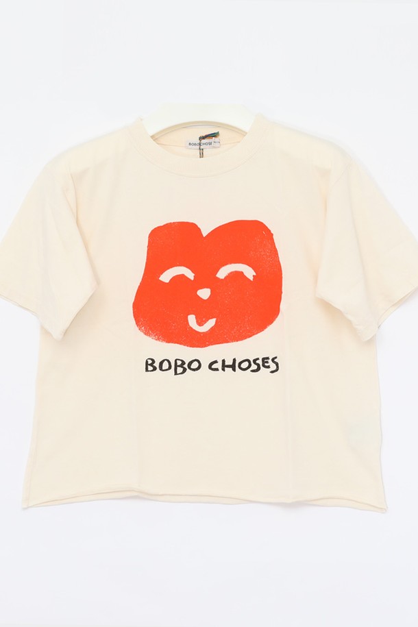 BOBO CHOSES - 키즈상의 - 보보쇼즈 25SS 조이풀 페이스 크롭  반팔 여아 티셔츠 B125AC017 199