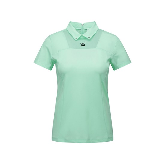 WOMEN MESH BLOCK POINT SHORT T-SHIRT_LN