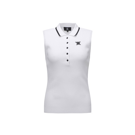 [ANEW GOLF] WOMEN COLLAR GOLGI SLEEVE SWEATER_WH