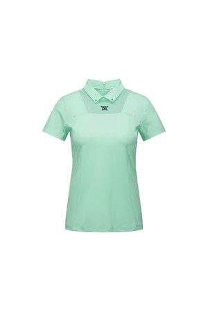 WOMEN MESH BLOCK POINT SHORT T-SHIRT_LN