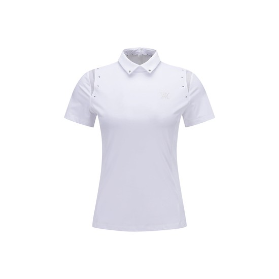 [ANEW GOLF] WOMEN BEADS POINT SHORT T-SHIRT_WH