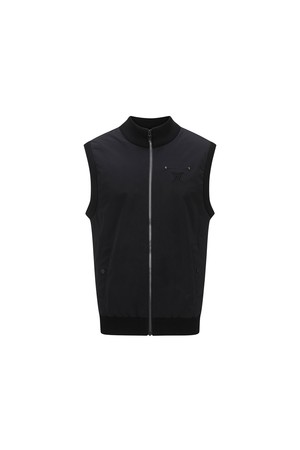 MEN WOVEN MIXED KNIT VEST_BK