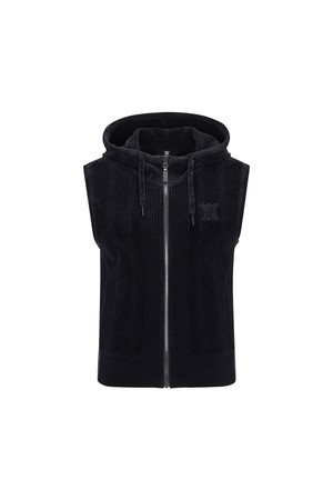 W CHENILLE KNIT HOODY VT_BK