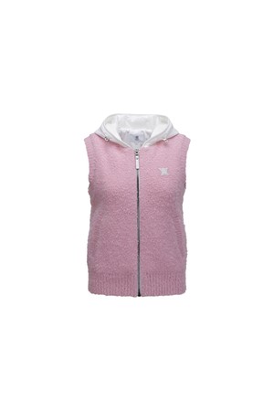 W HOODIE KNIT ZIP-UP VEST_PI