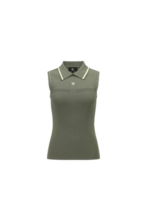 WOMEN SLEEVELESS COLLARED SWEATER_KH