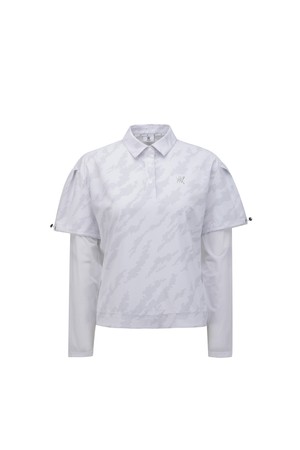 WOMEN SP LAYERED PATTERN LONG T-SHIRT_WH