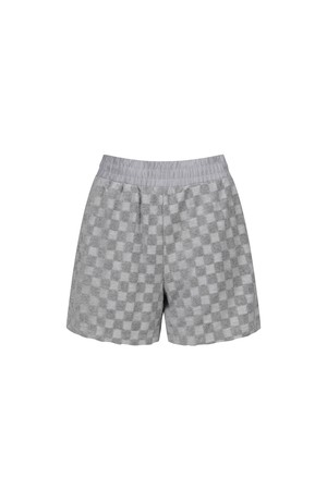 WOMEN TERRY CHECK BOARD HALF PANTS_GR