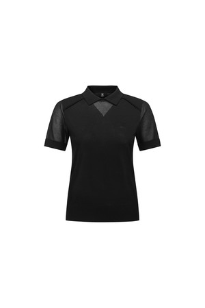 WOMEN MESH POINT SHORT SWEATER_BK