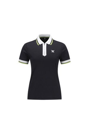 WOMEN ZIPPER POINT SHORT T-SHIRT_BK