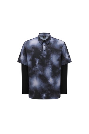 MEN SP LAYERED PATTERN LONG T-SHIRT_BK