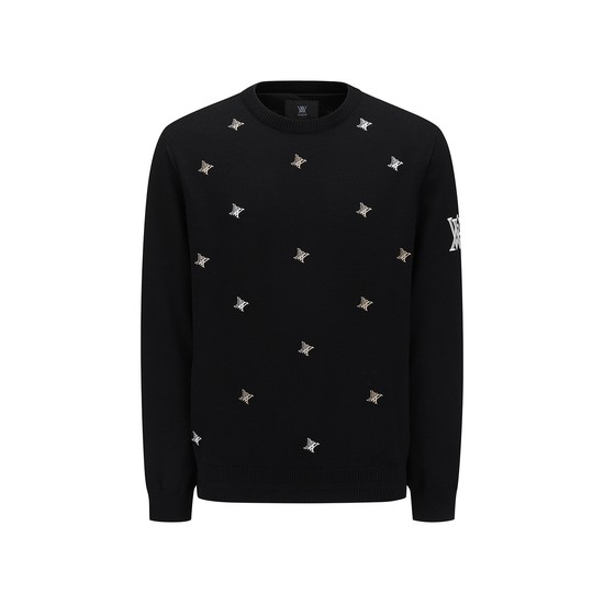 M LOGO PATTERN WIND BLOCK PULLOVER_BK
