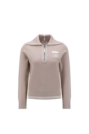 [ANEW GOLF] W WIDE COLLAR HALF ZIP-UP PULLOVER_LE_BEIGE-a
