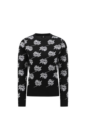 [ANEW GOLF] W LOGO PATTERN JACQUARD PULLOVER_BK_BLACK-a