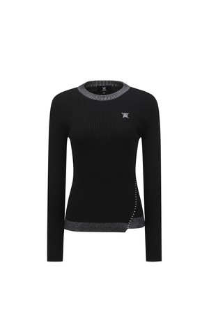 [ANEW GOLF] W STRIPE TEXTURED PULLOVER_BK_BLACK-a