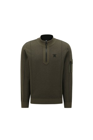 [ANEW GOLF] M TWO TONE HALF ZIP-UP PULLOVER_KH_KHAKI-a