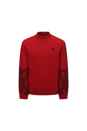 [ANEW GOLF] MEN WI FUZZY LOGO POINT SWETAER_RE_RED-a
