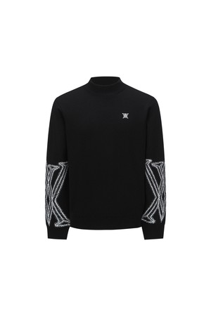 [ANEW GOLF] MEN WI FUZZY LOGO POINT SWETAER_BK_BLACK-a