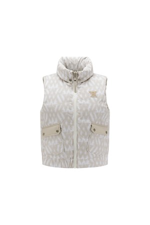 [ANEW GOLF] WOMEN WI LOGO PATTERN REVERSIBLE DOWN VEST_BE_BEIGE-a
