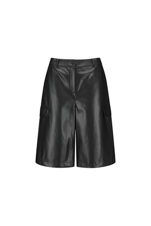 [ANEW GOLF] WOMEN FA FAUX LEATHER BERMUDA PANTS_BK_BLACK-a