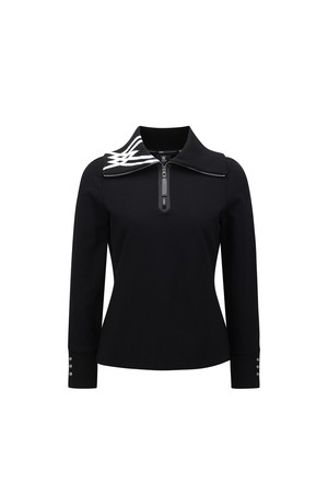 [ANEW GOLF] W LOGO POINT COLLAR L/TS_BK_BLACK-a